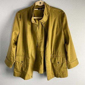 Amber Sun Khaki Green Semi Satin Moto Full Zip Jacket Size Large